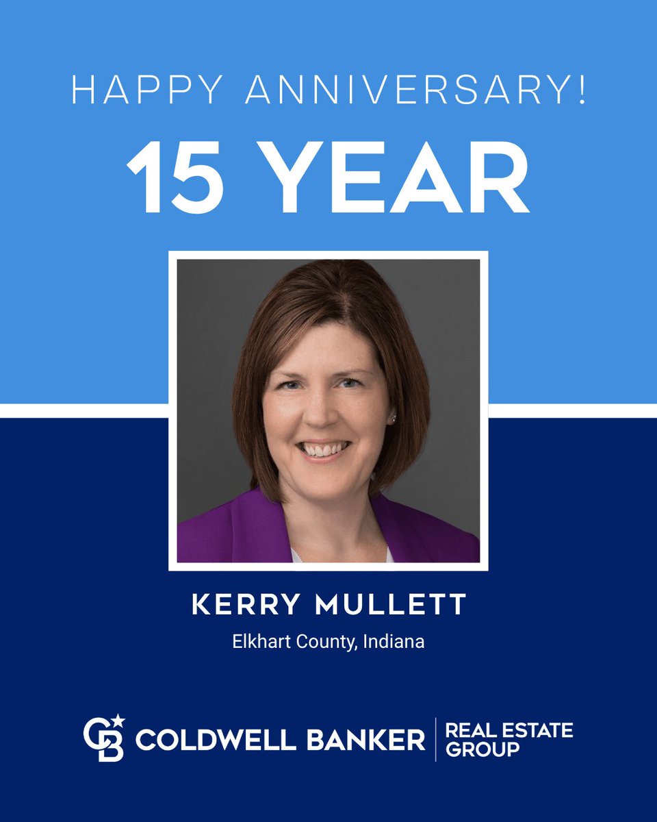 ColdwellHomes's tweet photo. Join us in celebrating Kerry Mullett’s 15-year anniversary! 

For assistance in the Elkhart County area, contact Kerry at (574) 849-5189.

#TheBestWearBlue https://t.co/7bIBY68ELv