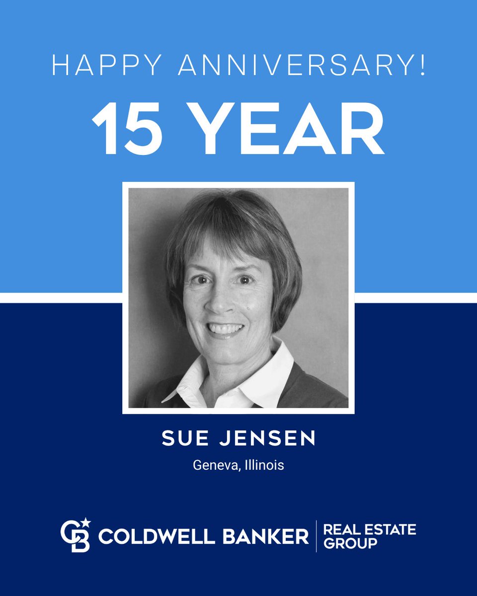 ColdwellHomes's tweet photo. Celebrating 15 years of dedication and service for Sue Jensen! 

Reach Sue at (630) 542-5847 for your real estate needs.

#TheBestWearBlue https://t.co/0DGtfYMGKz