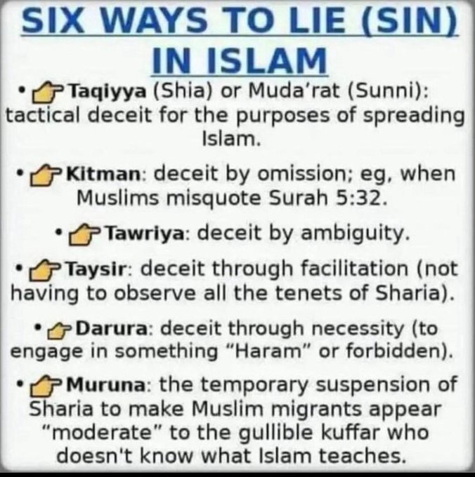 SigmaDude53294's tweet photo. DIGUSTING what we're allowing in the name of being polite, kind, or Christian.  

Since its beginning in 621AD... Islam has gone on a conquest. It's been kicked back several times. However like a cancer - it continued to spread since it wasn't eradicated. 

The mongols, the Ottoman Empire, and others throughout history. It was stopped in France by Charles Martel (the Hammer - grandfather of Charlemagne) outside of Paris and eventually pushed out of Europe (Spain had the Moors- for 400 years)...It seems we're having to deal with it again.

In short - if you do not read or understand history... you will be doomed to repeat it. Note - the Shia - fundamentalists... BEIEVE they will bring back their version of a messiah - ONCE the EARTH is bathed in blood. THAT IS THEIR BELIEF. THEY are allowed to LIE to we mere Kuffars (non-believers)... in order to spread their version of their faith. 

SO can we trust Iran's IRGC - NOPE!  Their delay - is in hope of getting the President stopped. IF they get a nuclear weapon they will use it. NOTE: if they take over the UK or France - they don't need to make one - they'll have their arsenal.  Let's face it - Pakistan and its nukes are only held in check because of India (in my opinion).