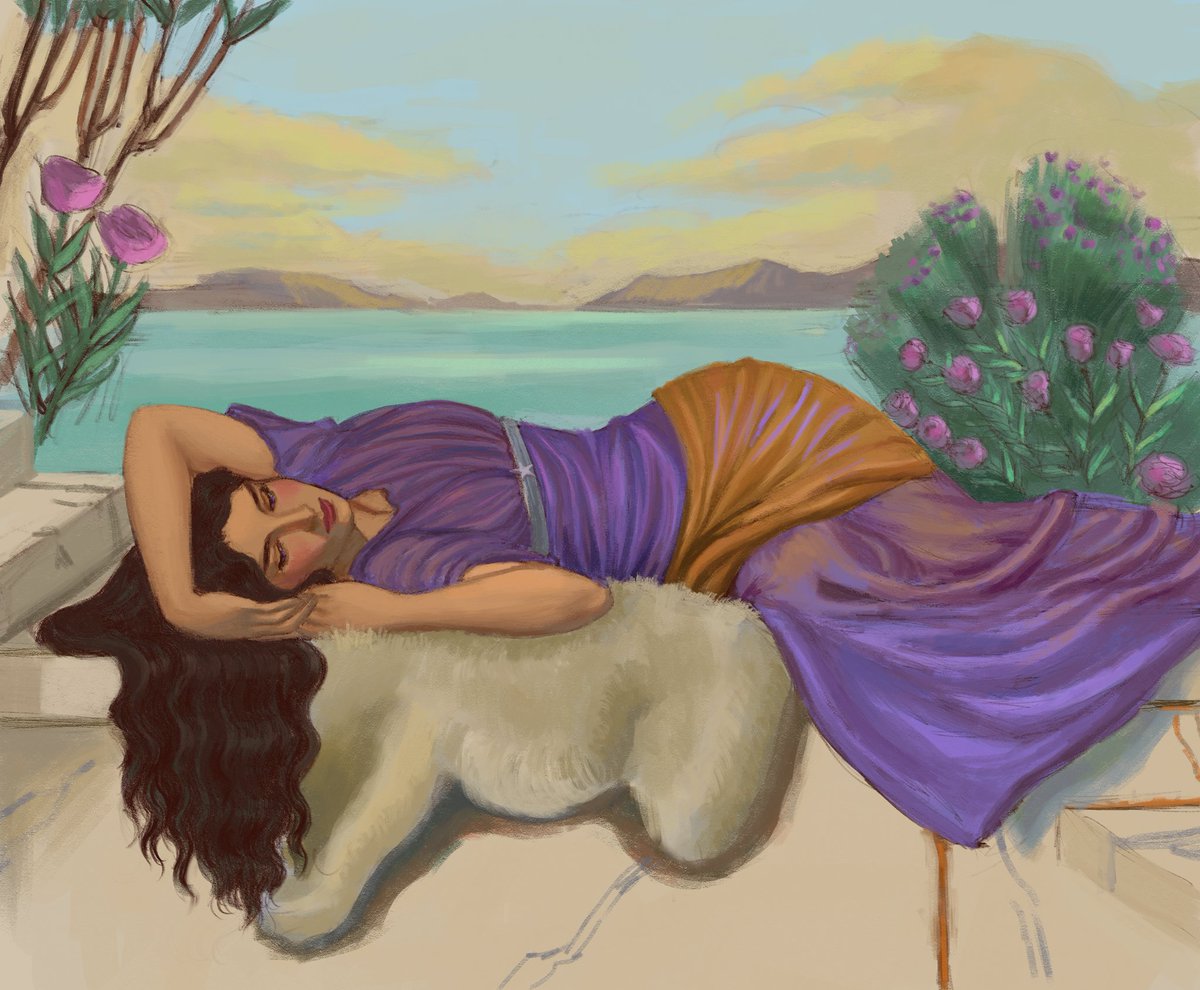 Mabeeellee's tweet photo. As soon as I saw John William Godward's painting, I immediately thought of Ashara Dayne and got to work. I'm really proud of this art

#Asharadayne #asoiaf  #Asongoficeandfire https://t.co/UNsKqpNUUZ
