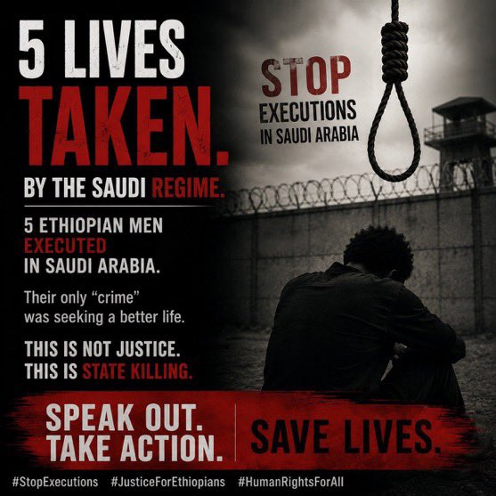 HadishMiki's tweet photo. Everyone life is matters.
Migrants deserve protection, not death sentences. End executions in Saudi Arabia. #BlueRevolution stand with violence 
#EndDeathPenalty #HumanRightsFirst #ProtectMigrants #SaudiArabia 
@hrw @amnesty @UNHumanRights @UN @UN_SaudiArabia
#HumanRights https://t.co/A3Cz90WjCu