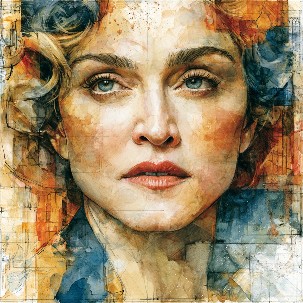 ARTPaintingAI's tweet photo. @HustleXR I choose as subject Madonna https://t.co/8LOh5afTbj