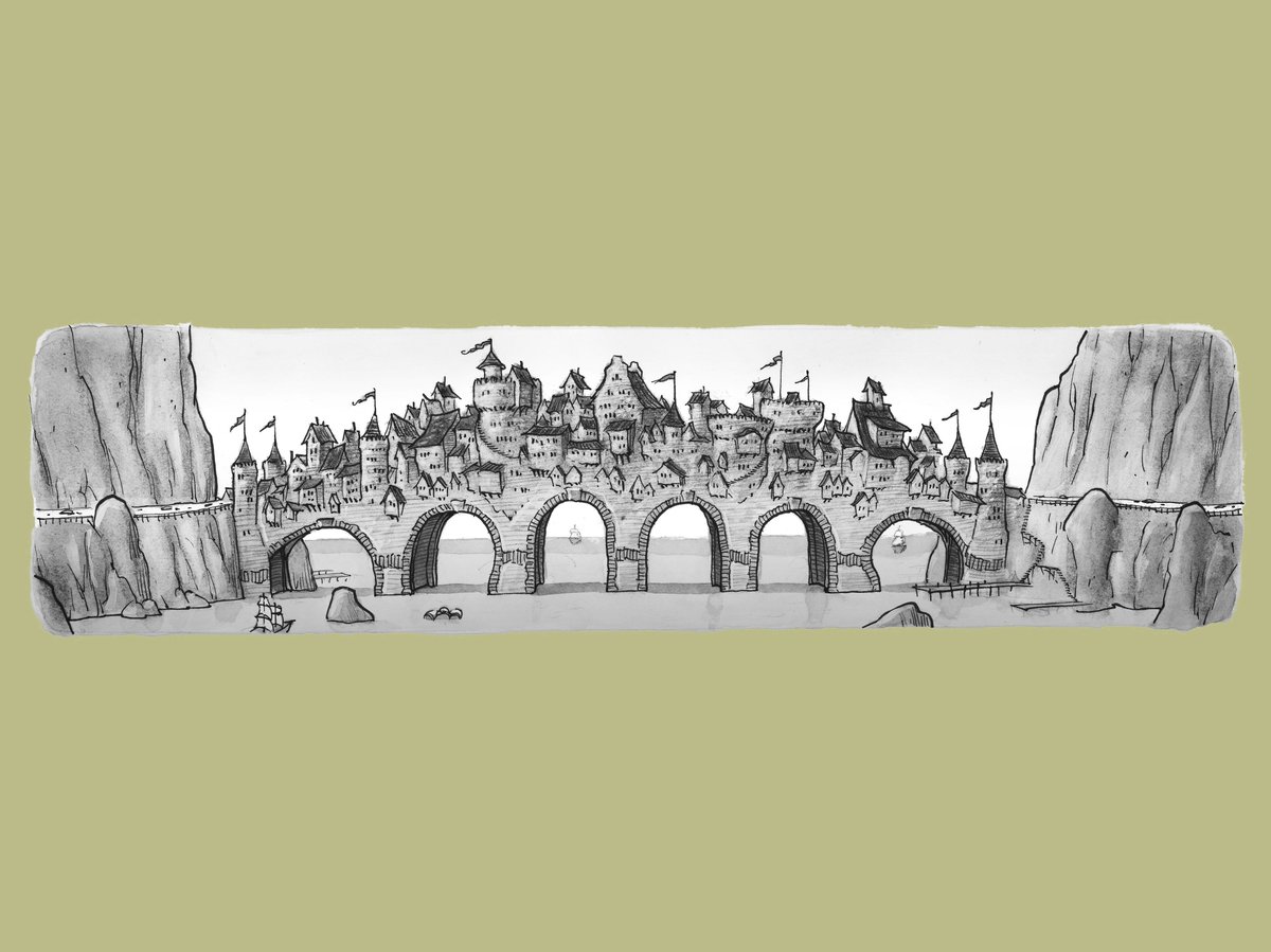 markcrilley's tweet photo. An illustration from AKIKO: PIECES OF GAX, one of the young reader novels I created for Random House. I've always had an interest in inventing memorable locations. This one definitely has a very European look to it. https://t.co/mIrKZ66h9N