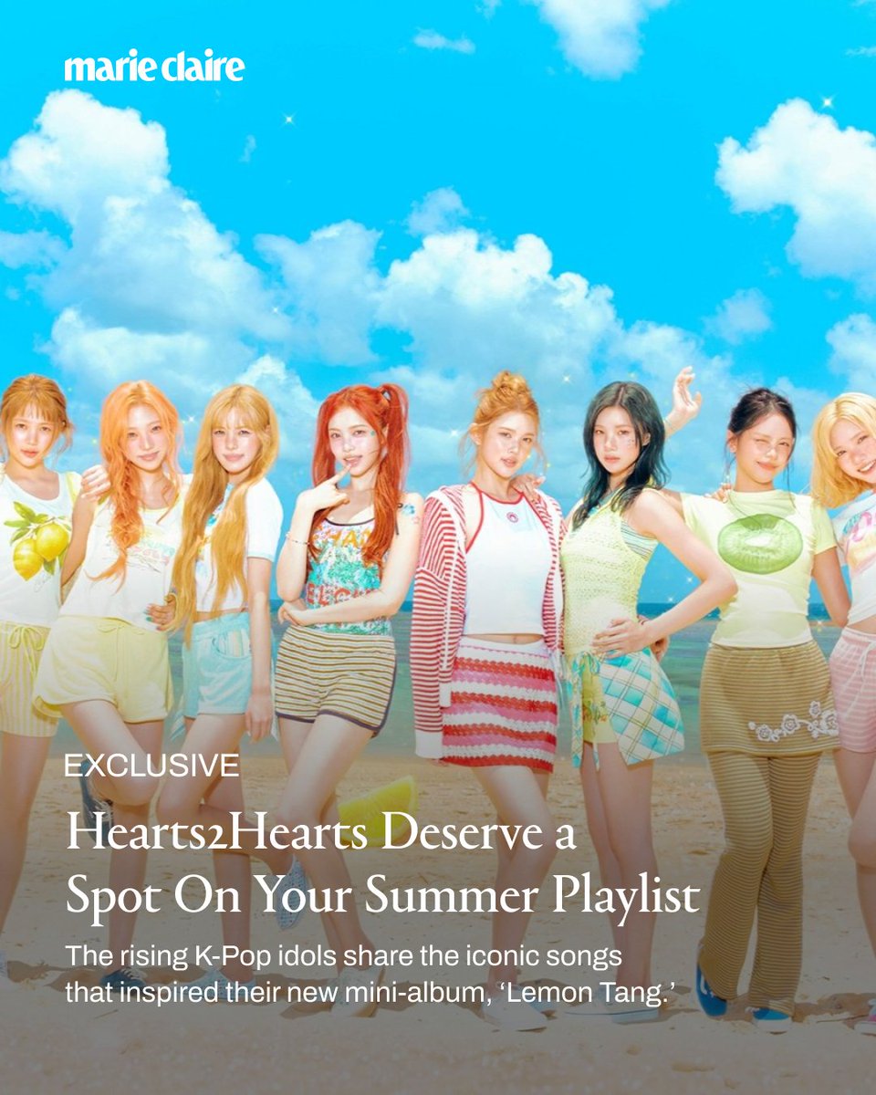marieclaire's tweet photo. .@Hearts2Hearts might be K-pop rookies, but they’re eager to dominate your “song of the summer” debates. 🍋 

Read our interview with the group: https://t.co/lRWTGaJHMy https://t.co/wWytXR0Enw
