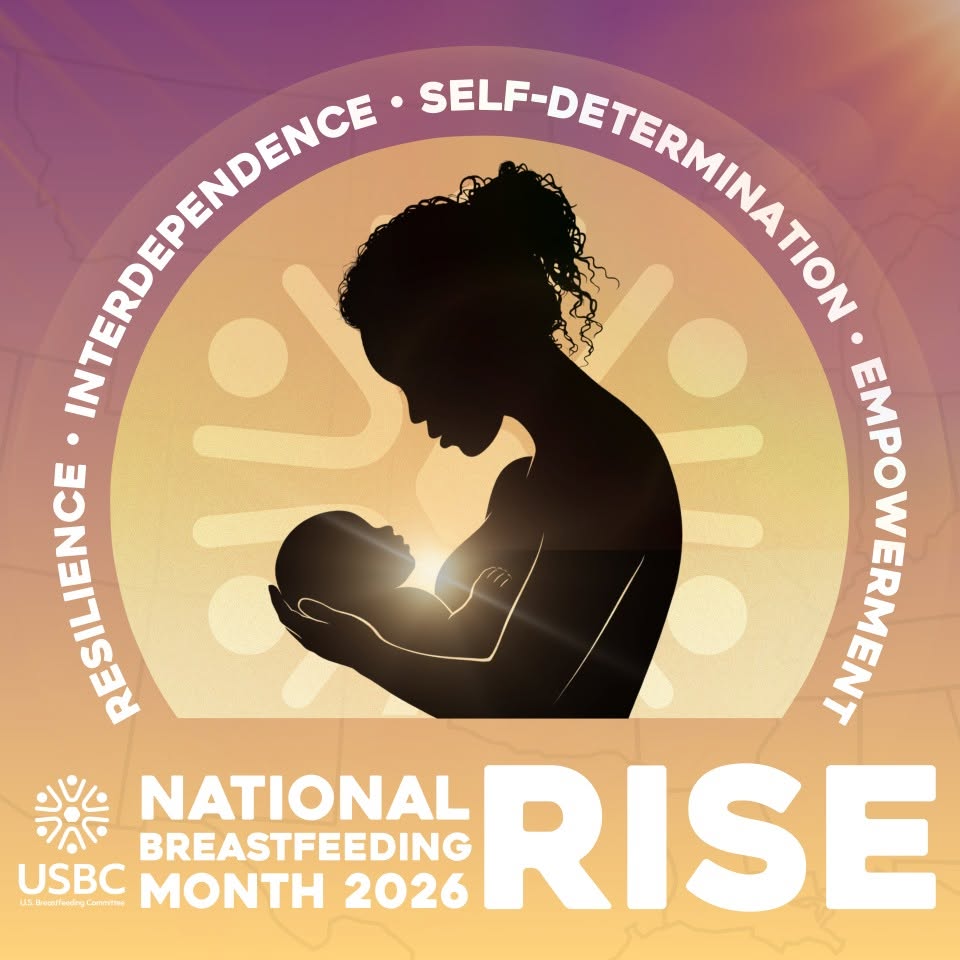 USbreastfeeding's tweet photo. The USBC will celebrate National Breastfeeding Month 2026 under the banner, "RISE: Resilience, Interdependence, Self-Determination, Empowerment."

🖇️ Ask your governor to proclaim August as Breastfeeding Month in your state/territory using our templates: https://t.co/SOPmlAqYpy https://t.co/WkIbg1ZXEw