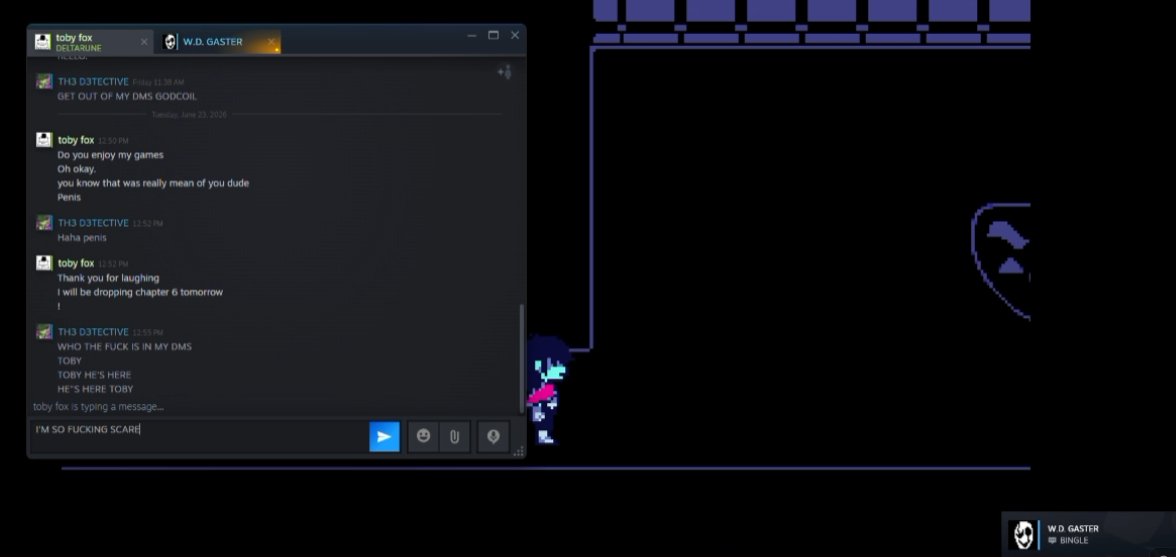 mothilibu's tweet photo. my friend is playing deltarune for the first time https://t.co/DKd75wWBkc