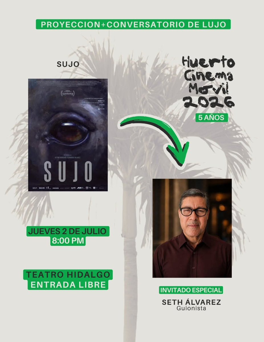 Seth1mx's tweet photo. Huerto cinema Me invitó a presentar Sujo @astridrondero @fer_valadez https://t.co/TmJGg2KWRw