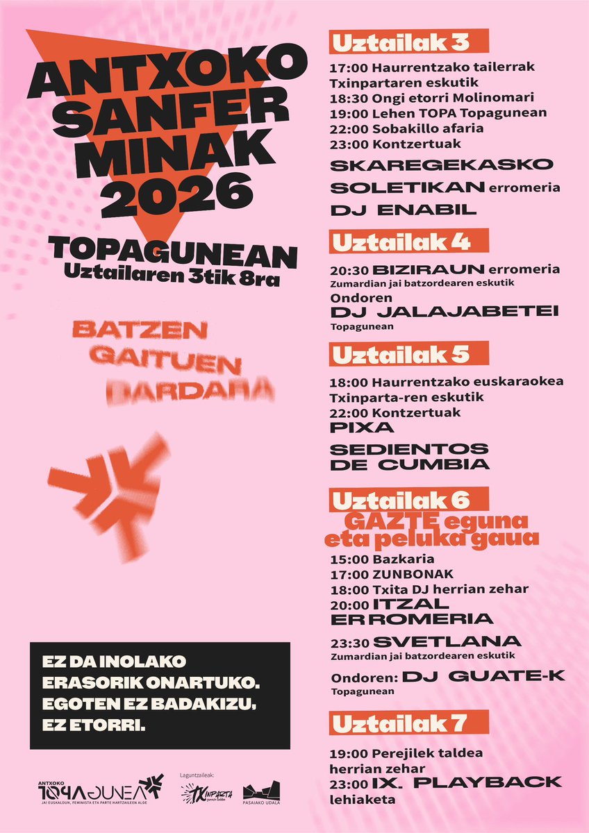 antxotopagunea's tweet photo. HEMENTXE 2026KO SANFERMINETARAKO PRESTATU DEGUN EGITARAUA!

#BatzenGaituenDardara
#TOPA26
#sanfermin https://t.co/JDXmIRtuGK