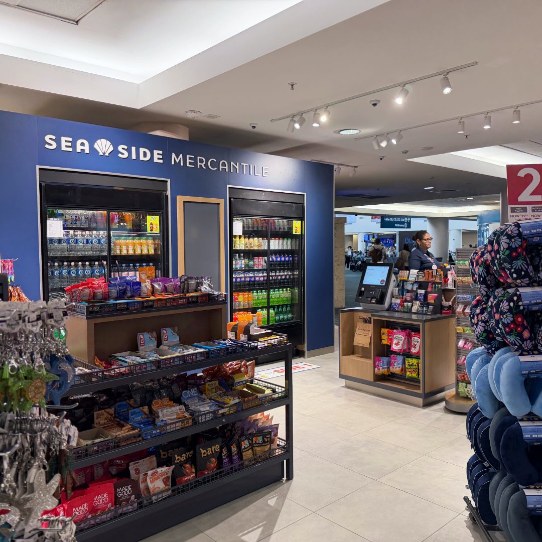 fly_DJT's tweet photo. Your pre-flight snack run just got a major upgrade 🥨

Say hello to Seaside Mercantile, the newest grab-and-go spot now open in Concourse C across from Gate C7! 

What is your absolute must-have flight snack? Let us know below 👇

#FlyPBI https://t.co/KFG0kgM8Fy