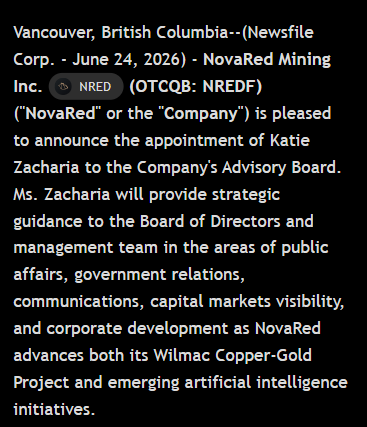 baboanth's tweet photo. BREAKING NEWS: NOVARED NOW HAS KRISTI L. NOEM AND KATIE ZACHARIA IN THE SAME ADVISORY STACK.

Kristi brings the power headline: former U.S. Secretary of Homeland Security, Special Envoy to the Shield of the Americas, national-security background and critical-minerals policy experience.

Katie brings the communications headline: Senior Communications Advisor at Truth Social / Trump Media, Fox News / CNN / Newsmax / OANN commentator, Fix California General Counsel, former DHS spokeswoman, plus White House, World Bank / IFC and Beijing legal experience.

That is not a quiet board buildout.

That is political access, media reach, policy credibility, communications strategy and capital-markets visibility being added around NovaRed.

$NRED / $NREDF just got a bigger microphone.

NFA