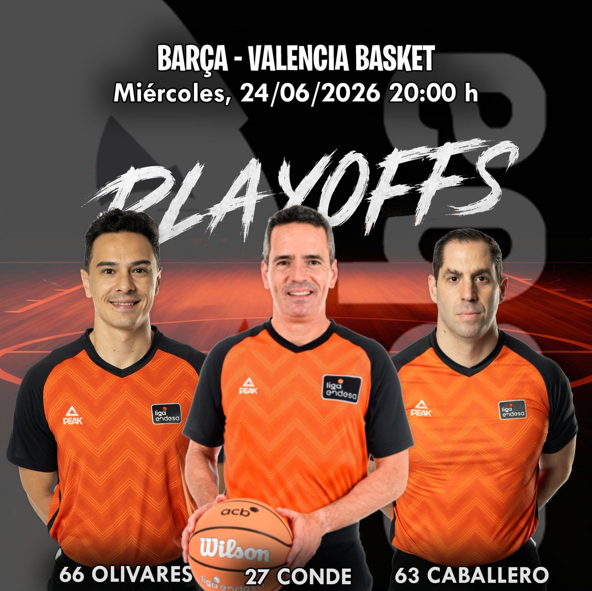 ArbitrosAEBA's tweet photo. Designaciones arbitrales de la FINAL del Playoff de la Liga Endesa
📆 Miércoles, 24 de junio
#ArbitrosAEBA #refereelife @ACBCOM https://t.co/dKeqIKYgi7