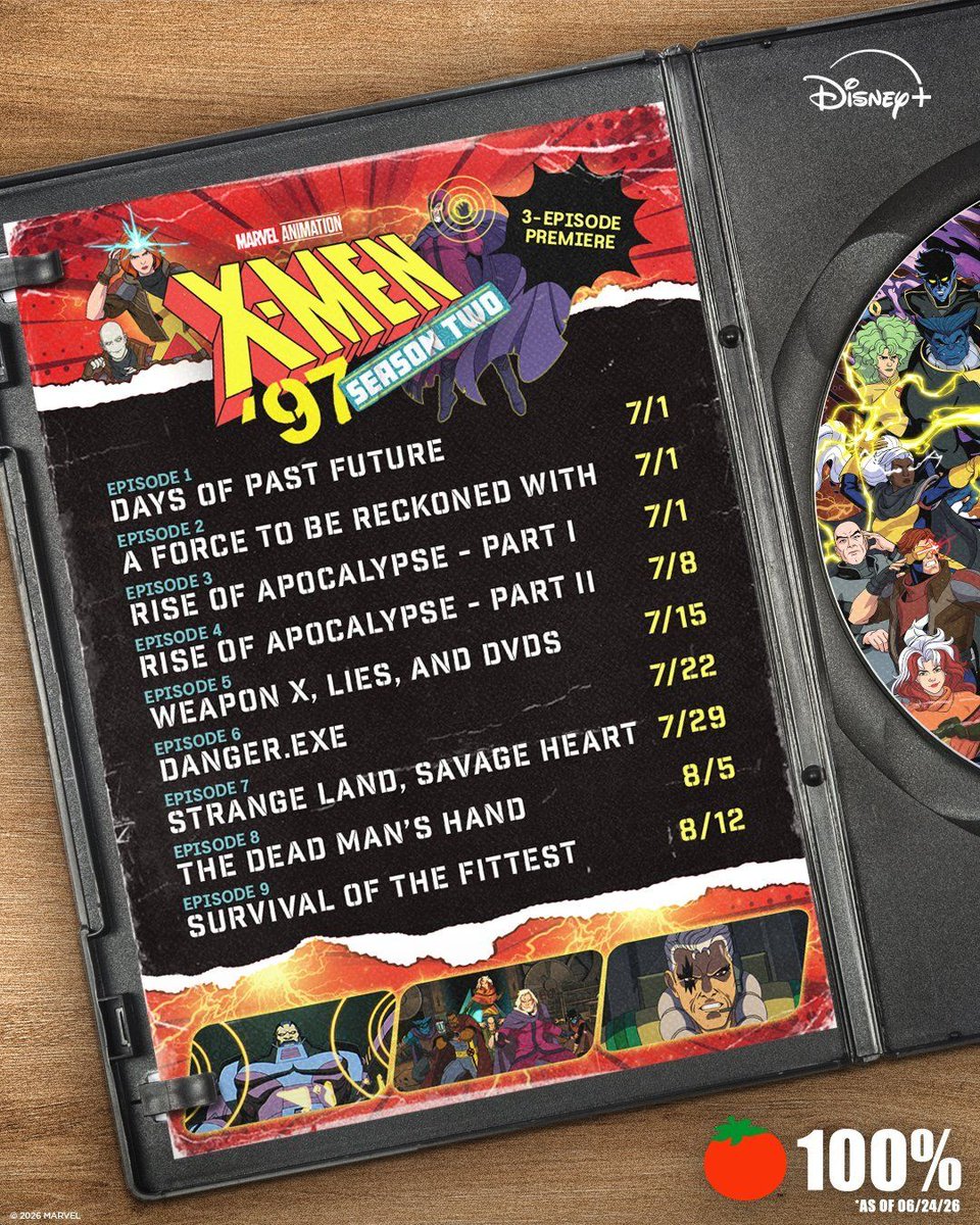 MCU_Direct's tweet photo. Here's the official release schedule for X-MEN '97 Season 2: https://t.co/6lXAPzzNMC