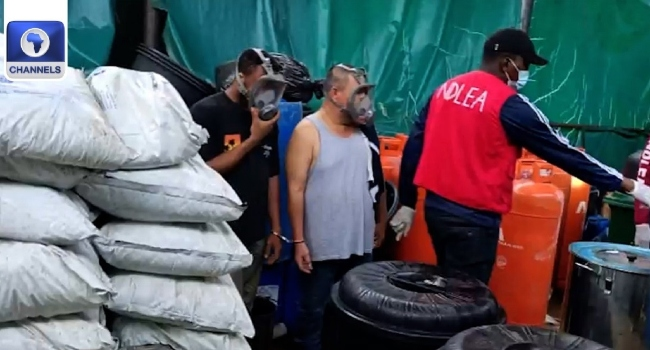 channelstv's tweet photo. VIDEO: NDLEA Busts Multi-Billion Naira Meth Factory In Oyo Forest

https://t.co/mGO6GGrmsI https://t.co/aaogzpRT11