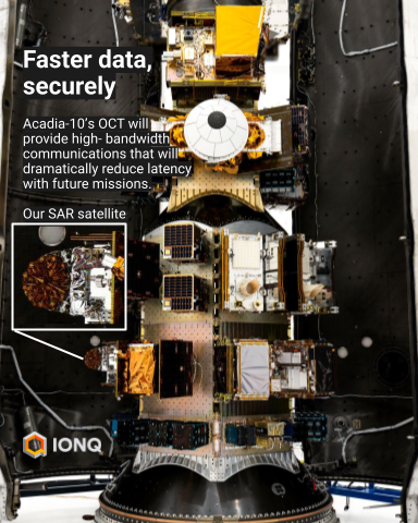 IonQ_Inc's tweet photo. 🛰️ Join us in celebrating First Light imagery from our newest synthetic aperture radar (SAR) satellite, Acadia-10. It launched aboard SpaceX’s Transporter-16 mission on Falcon 9. Acadia-10 is beaming down a unique form of imagery from all over planet earth, day or night, through cloud and fog.

From orbit, we’re sharing views of many IonQ offices around the world—from Oxford, UK and Geneva, Switzerland to our global headquarters in Maryland and teams across California, Massachusetts and Colorado—reflecting our growing global footprint. 

Together, with quantum computing, networking and security capabilities, we’re building the world’s largest full-stack quantum platform. 🔶

Follow us and see our blog for the story behind this SAR imagery → https://t.co/J2ZT6FffrH

#IonQ #QuantumIsNow #Aerospace #SpaceIndustry