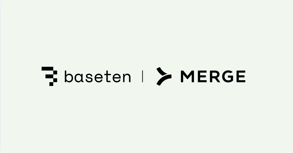 baseten's tweet photo. You can now access our GLM-5.2 API through the Merge Gateway!

GLM-5.2 matches frontier model intelligence while running 4x+ faster and at 1/5th the cost.

Try it out: https://t.co/OuguJONiFK https://t.co/sTAmPikNaF