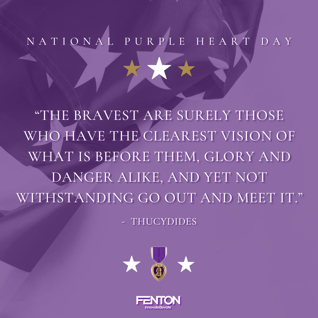 FentonMobility's tweet photo. Today we recognize the men and women who were wounded or paid the ultimate sacrifice during their service to our country. We thank each and every one of you who wears the Purple Heart.💜
#FentonMobility #PurpleHeartDay #ThankYouSoldiers #ProudToBeAnAmerican #ThankYouVeterans https://t.co/oOe56coFVW