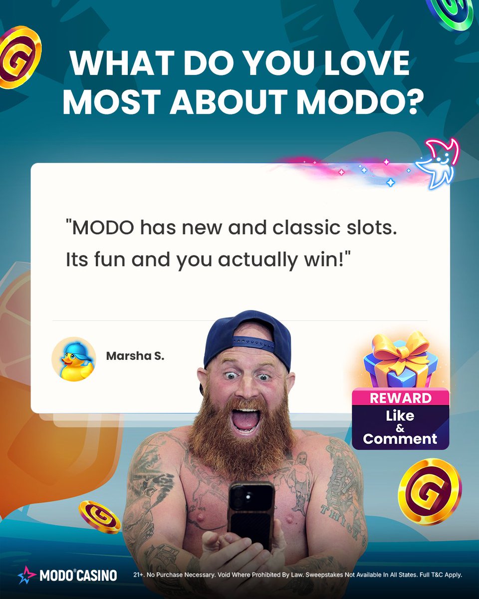 modo_casino's tweet photo. Player spotlight ☀️

Like, comment, retweet for FREE GC 🟡 &amp; SC 🟢!

What's your favorite Modo moment? Tell us! 🔥

🤑 https://t.co/Wj3E1Z7VfJ ⬅️

#ModoCasino https://t.co/wBiQVRmDcN