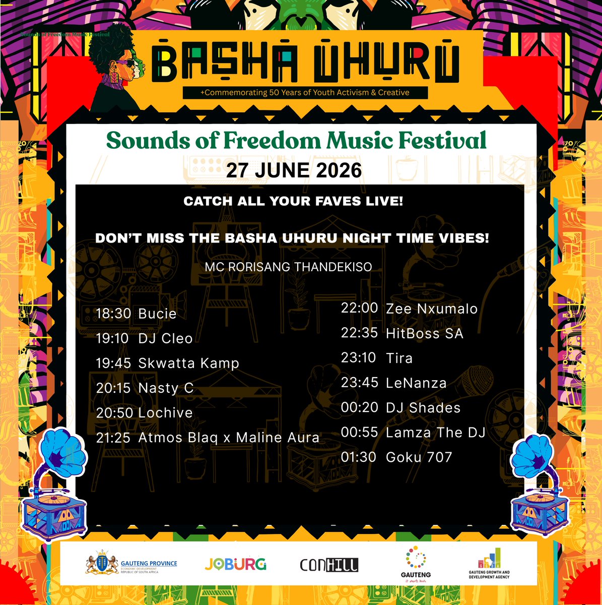 BashaUhuru's tweet photo. Tickets are available for only R250 or grab the Basha Uhuru Collective Pass for just R550 & unlock 5 tickets to experience the Sounds of Freedom Music Fest
27 June 2026
Constitution Hill
Tickets: https://t.co/t5MeabJyLt
No under 18s allowed!
#soundoffreedom #BashaUhuru https://t.co/RJLv06EBvS