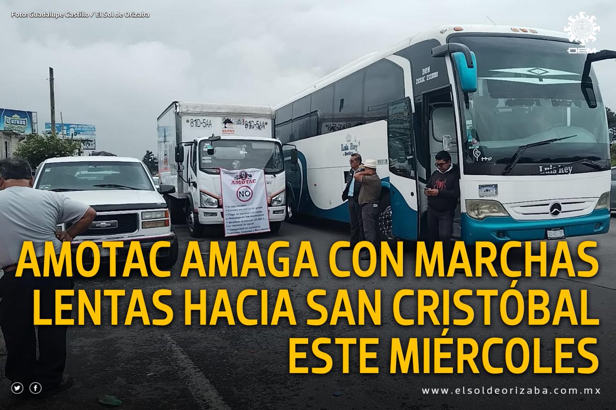ElSoldeOrizaba_'s tweet photo. 🛑 Integrantes de AMOTAC advierten que podrían iniciar marchas lentas y bloqueos parciales en la autopista si no reciben respuesta favorable a sus demandas 🚧🚚

➡️ https://t.co/EHVC1TOFNt

📸 Guadalupe Castillo https://t.co/I418dd65y3