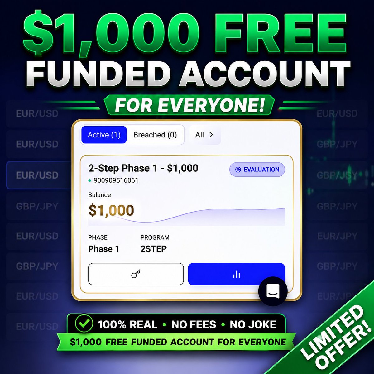 Hoituo212726's tweet photo. 🚨GET FREE $1,000 FUNDED  ACCOUNTS FOR EVERYONE 🎉

Steps To CLAIM -

1. Must Follow 

@PropxcommunityX 

@Hoituo212726 

2. Like  repost &amp; Comment " Free 1k "

3. Join discord and OPEN ticket to claim prize 

https://t.co/c949APBfLA

Limited Time Opportunity⌛ https://t.co/Jtxzf3a7t2