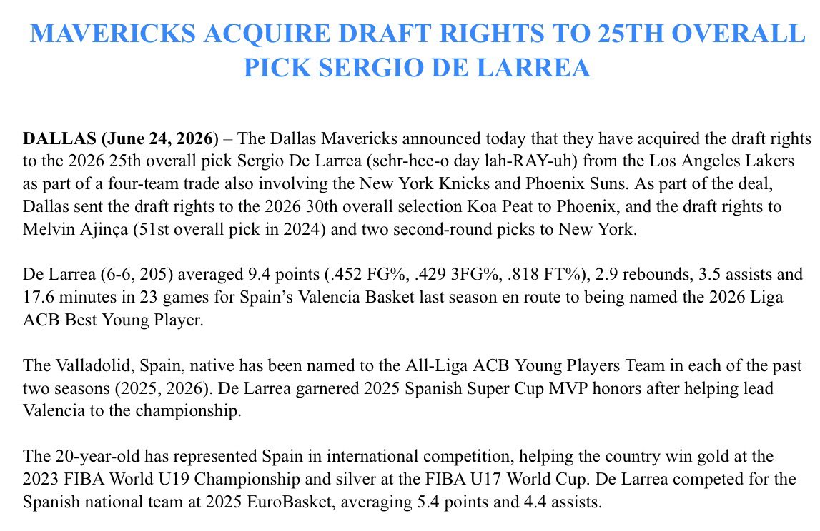TheSteinLine's tweet photo. And now officially a four-team trade featuring the Lakers, Knicks, Suns and Mavericks: https://t.co/EJTHZuwgeM