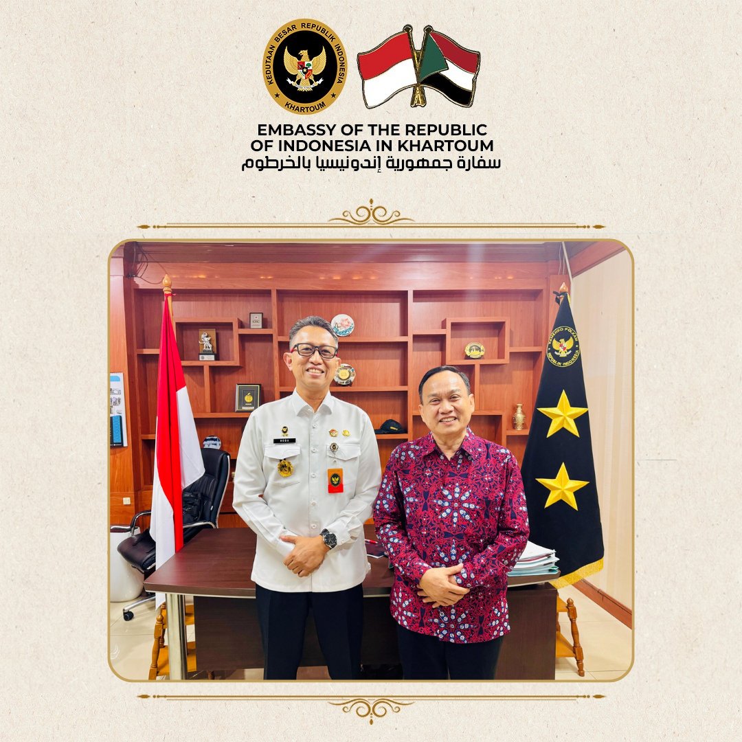 IndonesiaInKRT's tweet photo. Dubes RI Sudan Bahas Penguatan Diplomasi dan Koordinasi Kebijakan dengan Deputi II Kemenko Polkam

https://t.co/2Tk0riUUrV https://t.co/o9E9xl9sBc