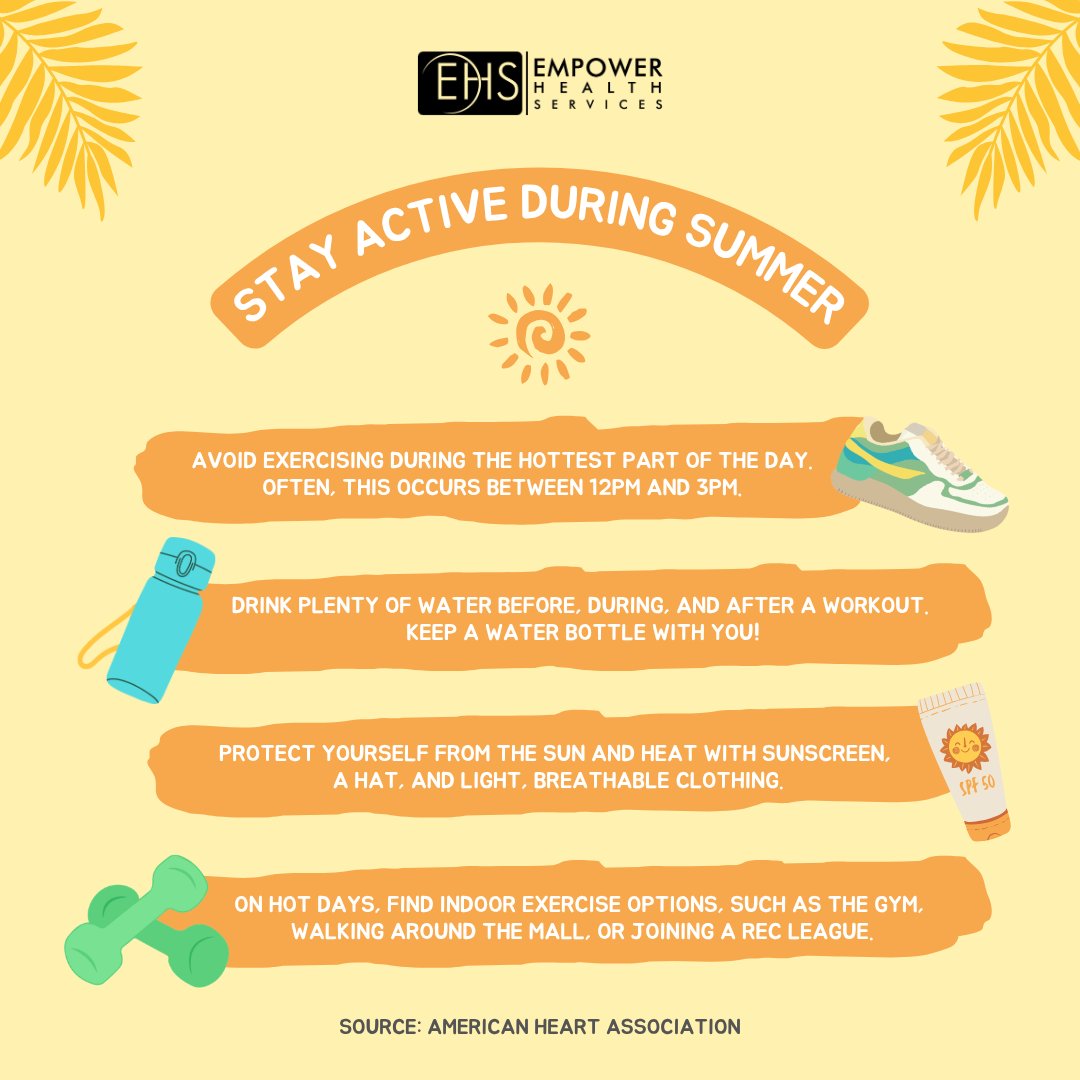 Empower_Health_'s tweet photo. Staying active is an important part of maintaining healthy #bloodpressure, #cholesterol, and weight! 🚴‍♂️ Small adjustments during the #summer months can help you safely enjoy outside activity and invest in your health all season long!
https://t.co/uyePbDyJcY https://t.co/EjJgDhvqDa