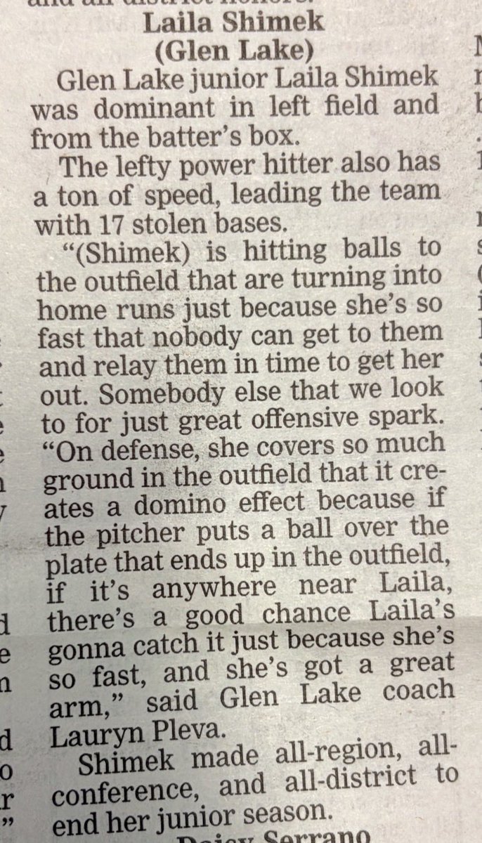 Kaykayjay21's tweet photo. Congratulations @LailaShimek ! An amazing  junior year! 🖤🤍💛🥎 @MHSAA @SBRRetweets @USASoftball @SoftballPortal https://t.co/iEQ1KEUD2m