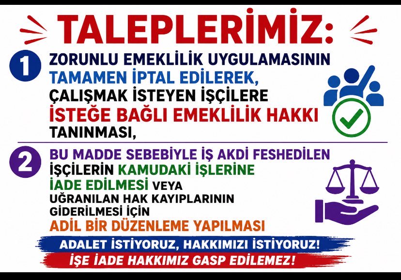 safiyeotakli's tweet photo. @av_nurettinalan 696 sayılı KHK ile Zorunlu Emekli edilen işçiler olarak hatırlatıyoruz: Gerçek vizyon Emekçinin hakkını korumaktırİŞE İADE İSTİYORUZ.Sesimizi ve haklı taleplerimizi duymayan mağduriyetimizi görmezden gelenleri unutmadık @RTErdogan @isikhanvedat #696KHK #altın çöktü
#suspus https://t.co/sHvsMscB0Q
