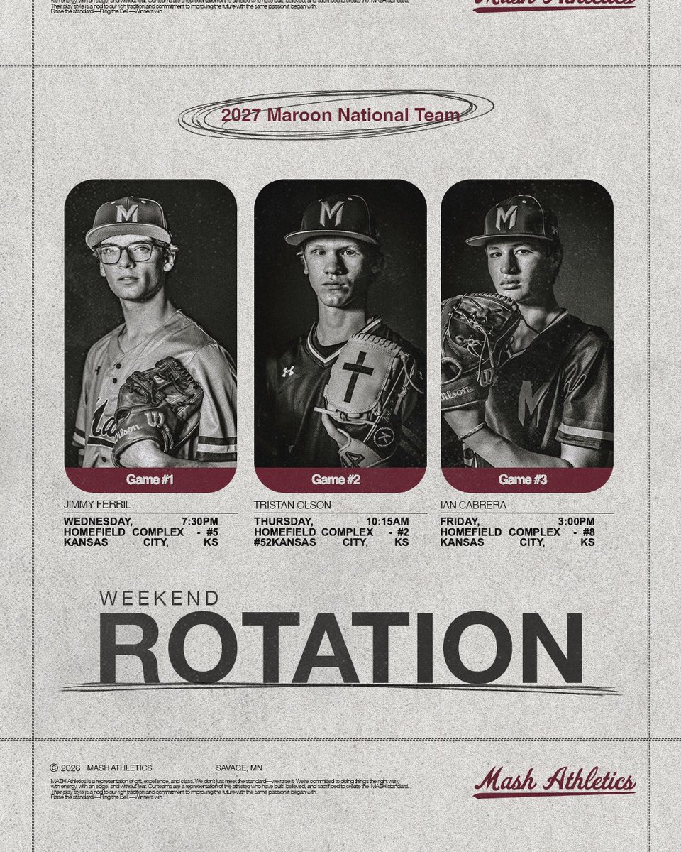 MASH__BASEBALL's tweet photo. 2027 Maroon National Team Rotation https://t.co/nCytfKv0yp