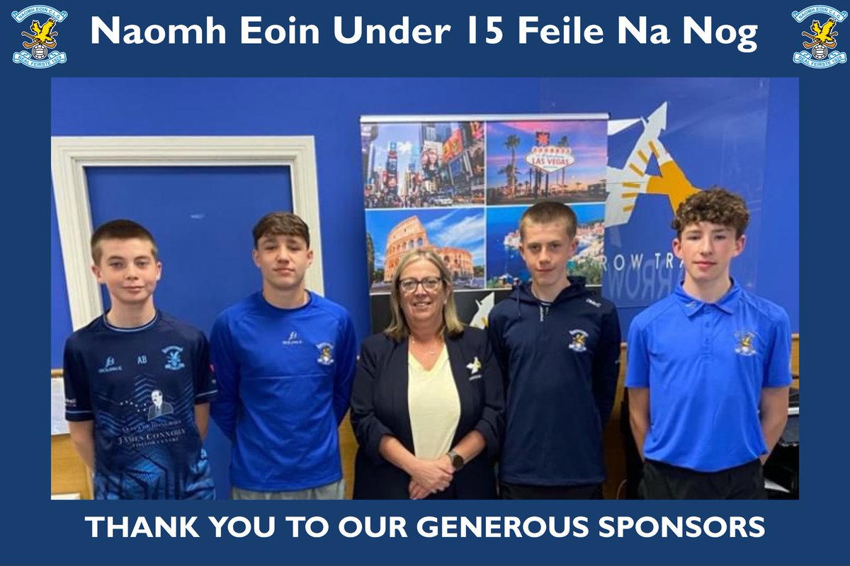 naomheoinclg's tweet photo. Thanks to @Arrow_Travel for their generous sponsorship of our u15 Féile Football panel, pictured Anto, Dan, Bronagh Carabine, Oran &amp; Frazer https://t.co/vDFemTbwVt