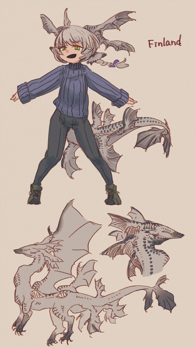 「見てフィンランド人。 フィンランドのドラゴンだよ。」|КМБКのイラスト