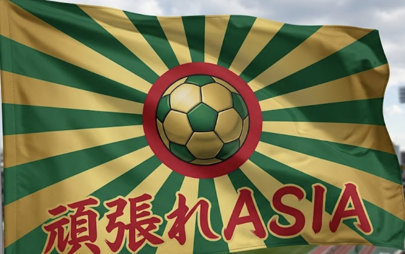 6M809's tweet photo. @fredylobato 旗をデザインすること自体が楽しい、これは思いついたアジアサッカーを応援する旗。

物事をアートに昇華するのは人間らしい創造性の発露だ。各国の国旗も素晴らしいし、当然だけど虹色の旗も素晴らしい。 https://t.co/Vl0gmyOV2h