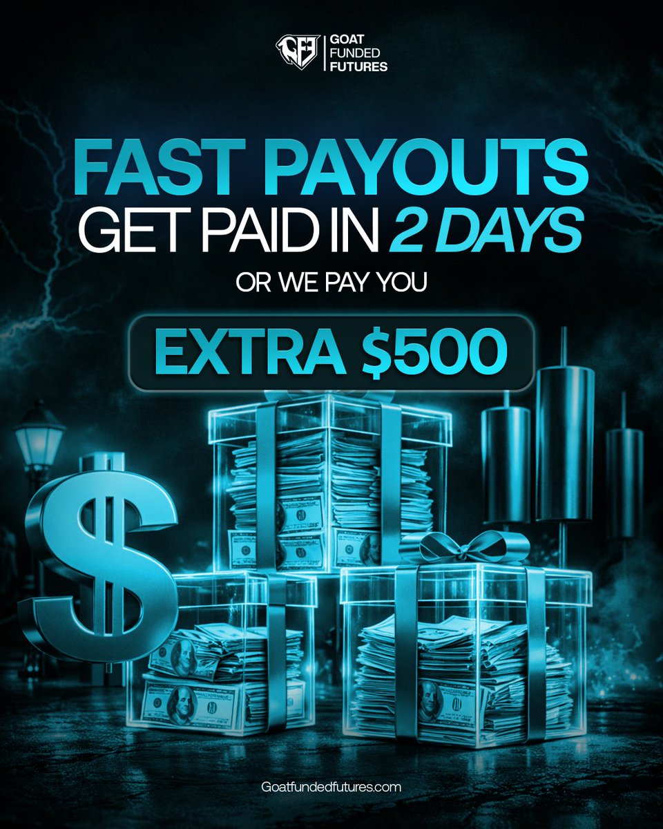 GFFutures's tweet photo. ⚡ THE FASTEST PAYOUT GUARANTEE IN FUTURES ⚡

At GFF, we don't believe traders should wait weeks to access their profits.

💸 Receive your payout within 2 business days
🎯 Available across eligible payout requests
🔥 If we're late, we add an extra $500 on top

Trade with confidence knowing your rewards won't be stuck in processing.

👉 https://t.co/KpZaT7Hw4r