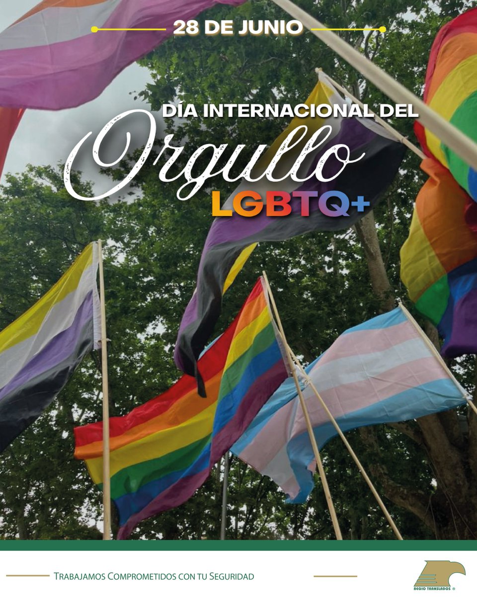 RT_Logistica's tweet photo. Este 28 de junio, en Regio Traslados conmemoramos el Día Internacional del Orgullo LGBTQ+, promoviendo el respeto, la inclusión y la diversidad como pilares para una sociedad más equitativa. 🌈✨

#OrgulloLGBTQ #Diversidad #Inclusión #Igualdad https://t.co/xRruzHzhPK