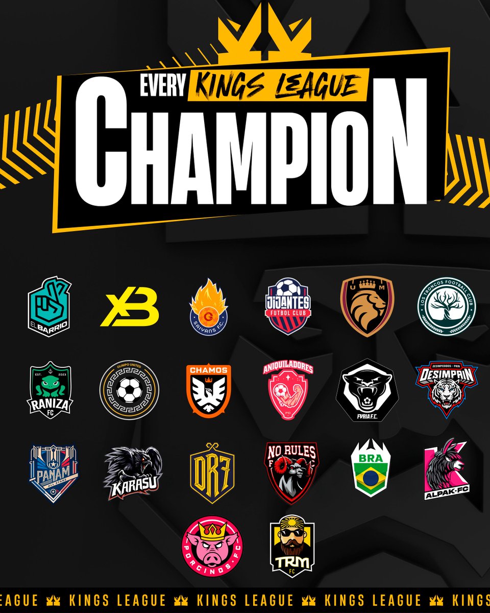 _KingsWorld's tweet photo. Only 20 teams have ever won a Kings League title 👑 https://t.co/WbJkPhE2Pb