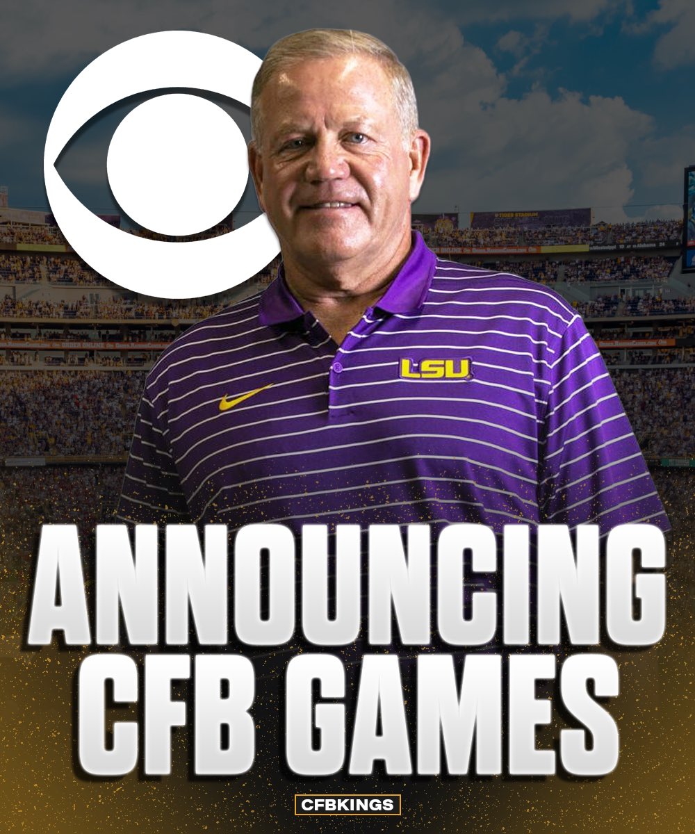 CFBKings's tweet photo. Brian Kelly will be an announcer and analyst for CBS this fall, calling Mountain West Conference games.

(via @sportsrapport) https://t.co/3XCwZUI3pK