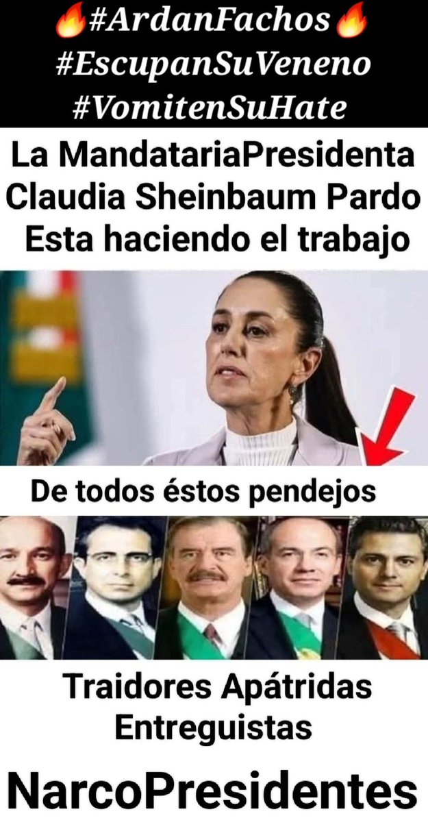 MargarethThatc3's tweet photo. 🔥#ArdanFachos🔥 
#EscupanSuVeneno
#VomitenSuHate 
💕💖🇲🇽La Mandataria Presidenta @Claudiashein ha defendido la #Soberanía el #Respeto y la #Dignidad de #México 🇲🇽💖💕 https://t.co/4GAyyblert