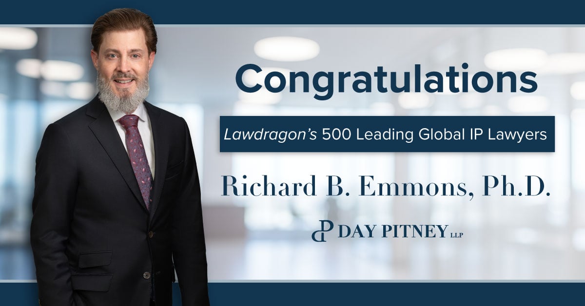 DayPitneyLLP's tweet photo. Congratulations to Dr. Richard B. Emmons on earning a spot on the 2026 Lawdragon 500 Leading Global IP Lawyers list. https://t.co/iJLzrtC3GA