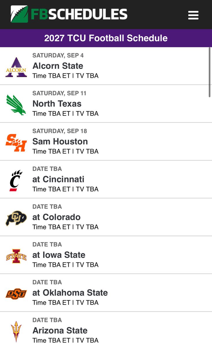 derrico_henrio's tweet photo. Why do we play North Texas twice in 2027 wtf???? https://t.co/aCVhqsqqMk