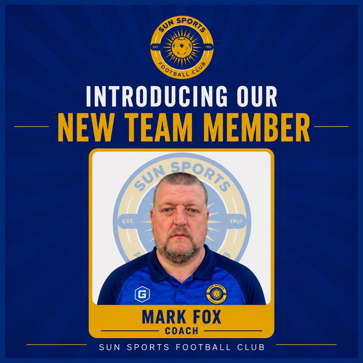 SunSports1stFC's tweet photo. 🚨Another Addition to Our Coaching Staff🚨
We’re delighted to welcome Mark Fox to Sun Sports FC.
With coaching experience at Northwood FC,Spartans FC, Rayners Lane FC and Oxhey Jets FC,Mark brings a wealth of knowledge and understanding of the game to the club. Welcome to the Sun https://t.co/17BnzNtksb