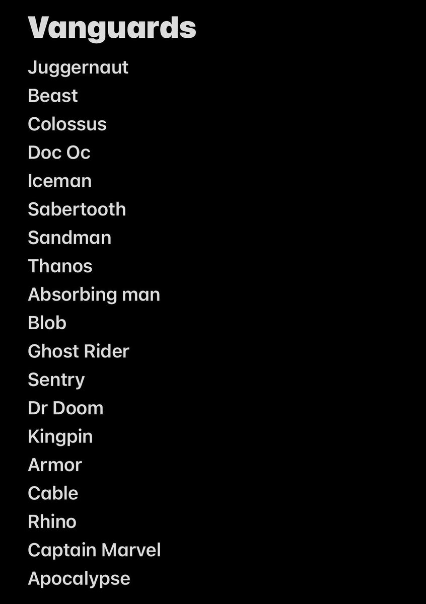 BiIIyBurner's tweet photo. @solotanking This is my vanguard wish list. Who should I add? https://t.co/a99C4yK5Rq