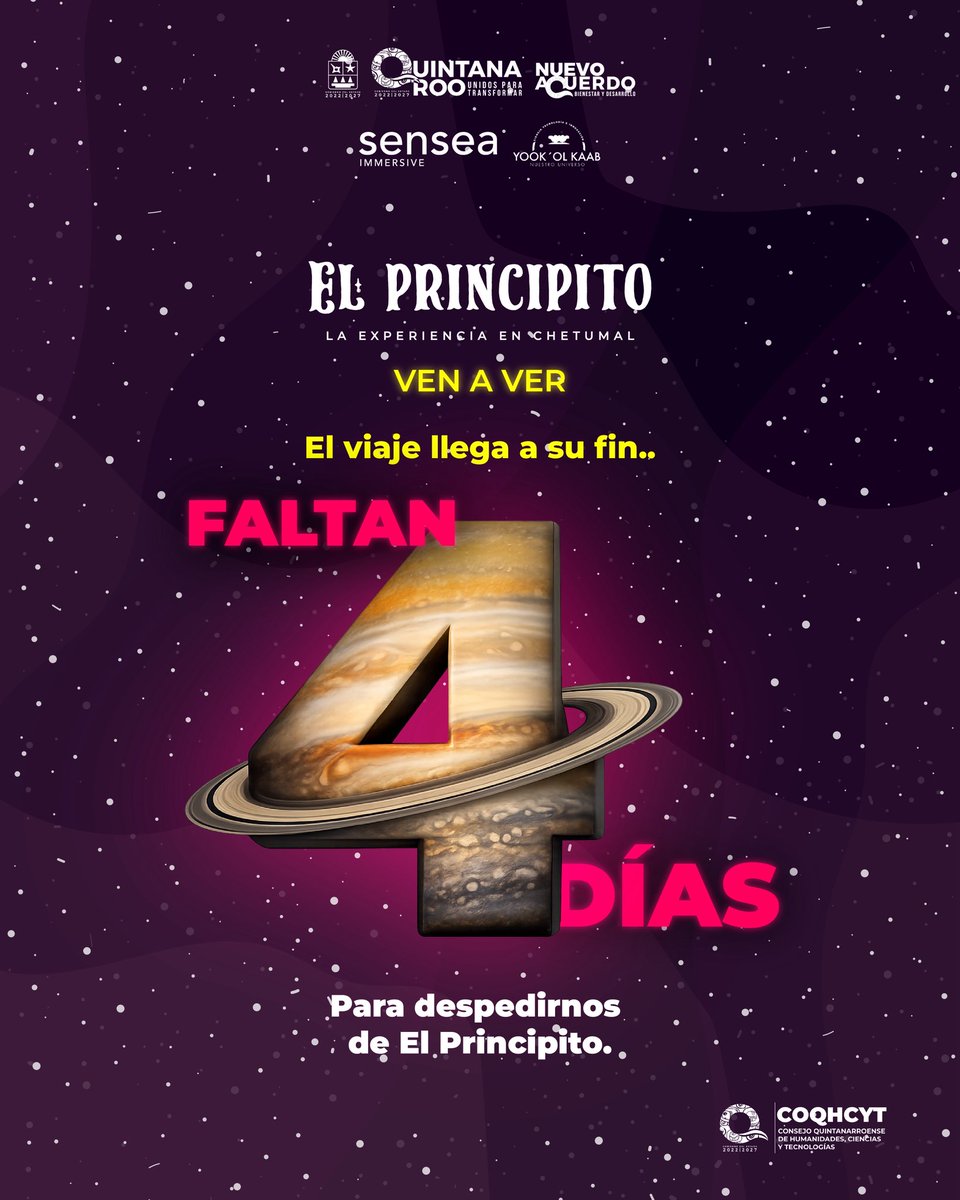PlanetarioChet's tweet photo. 🌹🦊⭐ El cierre de esta historia está cada vez más cerca…

⏳ Faltan solo 4 días para despedirnos de esta aventura única que ha hecho soñar, sentir y viajar a otro universo.

🕦 Nuestros Horarios: https://t.co/RzHuefuqlw

#UnidosParaTransformar
#CienciaParaTransformar https://t.co/uR1tOvGsAu