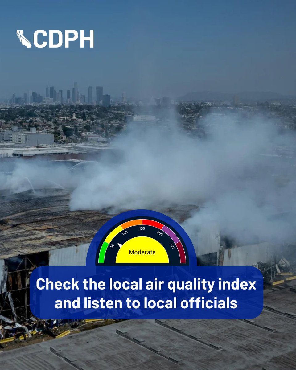 CAPublicHealth's tweet photo. Check the air quality in your area. Stay inside with your windows and doors closed if there’s poor air quality in your area.  If you must go outside wear an N95 or P100 mask. 

Visit: https://t.co/3N5HAEx3XP

Image credit: Eric Thayer, Los Angeles Times via Getty Images https://t.co/GweJtM2H0V