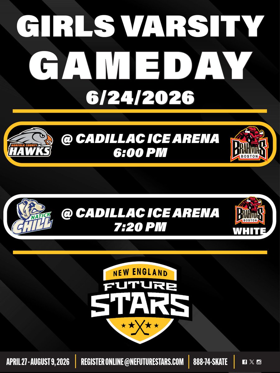 NEFStars's tweet photo. 🚨Girls Varsity gameday!!

Good luck to all teams playing tonight!

#nefuturestars #summerpuck https://t.co/RNIhDIdY9P