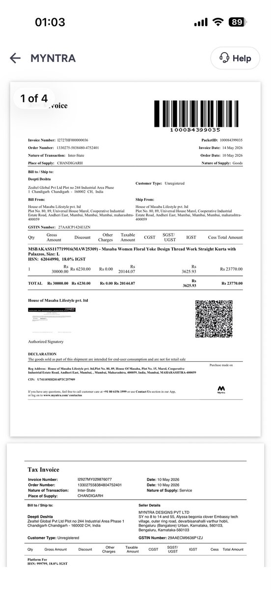 Deeptideshta's tweet photo. Dear Myntra,

My ₹24,023 prepaid order placed on 10 May 2026 was never delivered. Instead, it was falsely marked as “Delivered.”

Over 45 days, countless calls, multiple complaints, and repeated promises of resolution later, I still have no product and no refund. Worse, my complaints have been closed repeatedly without any resolution.

I now demand:
✔️ Immediate refund of ₹24,023
✔️ Compensation for the harassment and inconvenience caused

Failing this, I will be approaching the Consumer Commission and pursuing all available legal remedies.

Order ID: # 1330275 58384804752401

#Myntra #ConsumerRights #RefundPending #ConsumerCourt

@myntra @MyntraSupport @Consumer2Court @jagograhakjago @nch1915