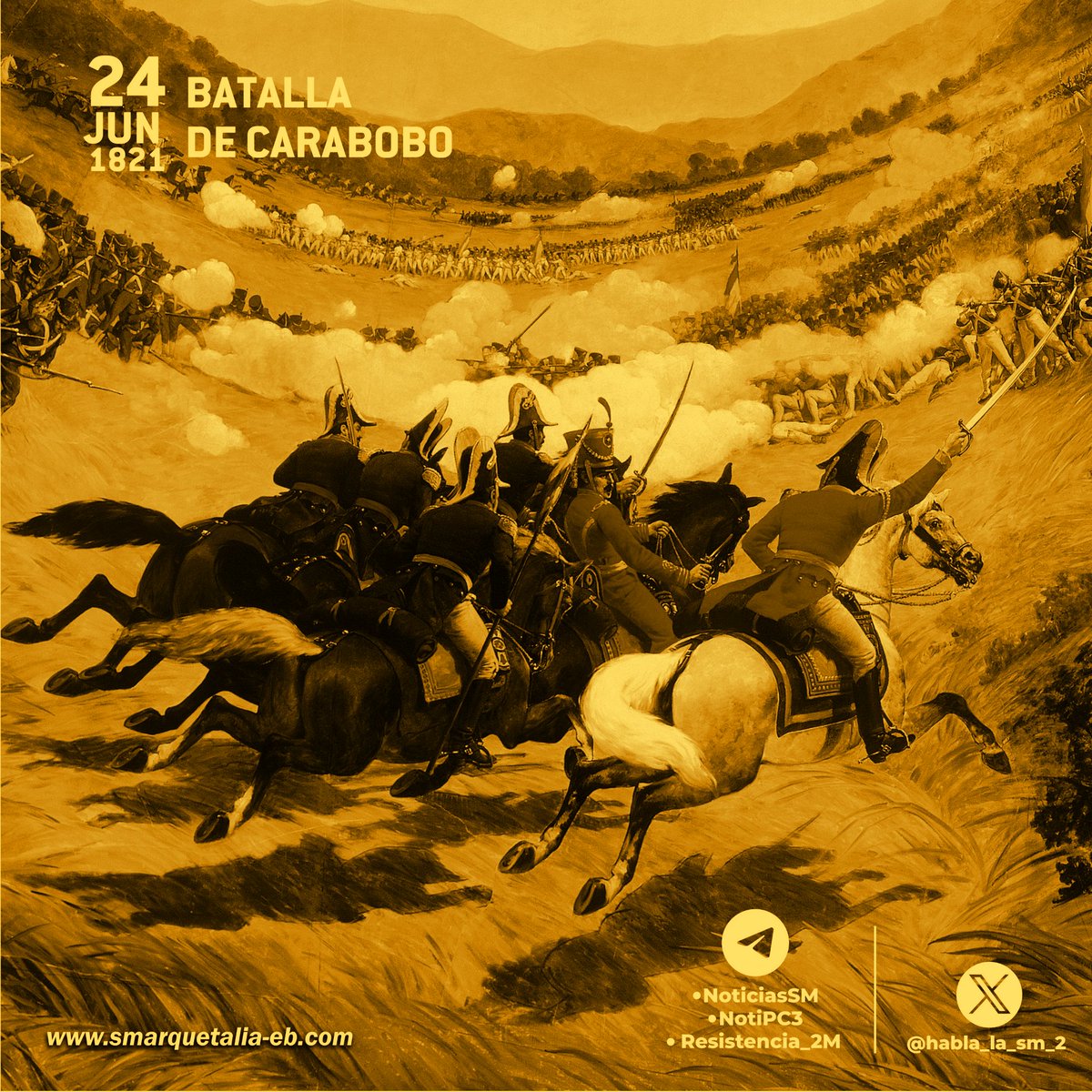 habla_la_sm_2's tweet photo. La victoria republicana en la Batalla de #Carabobo hace 205, años marcó el colapso definitivo del poder militar español en el territorio de Venezuela. Las últimas plazas fuertes, como Maracaibo y Puerto Cabello, cayeron en 1823, poniendo fin a tres siglos de dominio colonial. https://t.co/B0f638OZhD