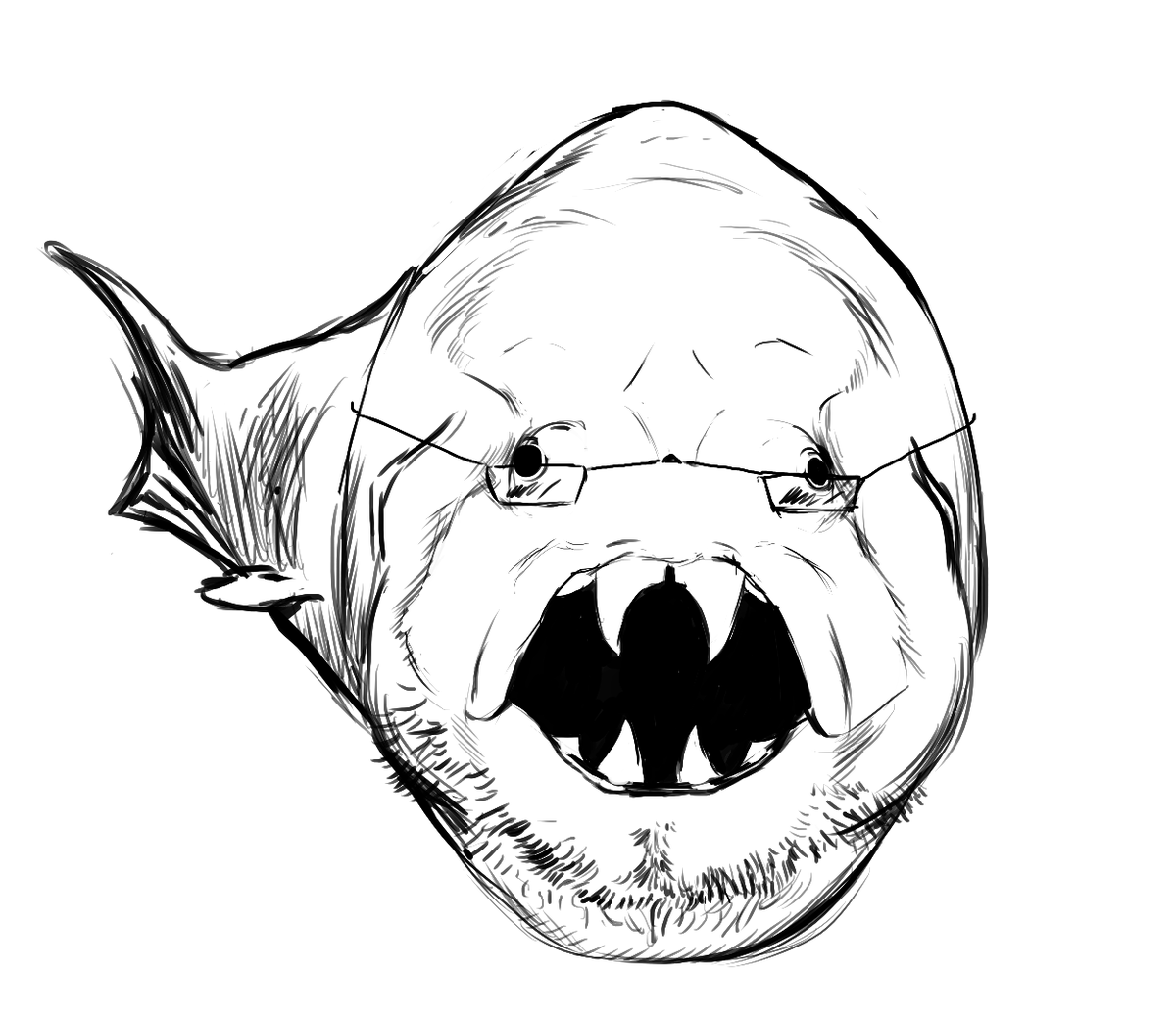 HansAmsler33's tweet photo. Learning that Dunkleosteus had flesh over its bones instead of wearing them like armour is unimaginable aura loss.
I was so enraged by this that I drew him as a soyjak. Dunkleosoysteus https://t.co/bHuqM8Iojf