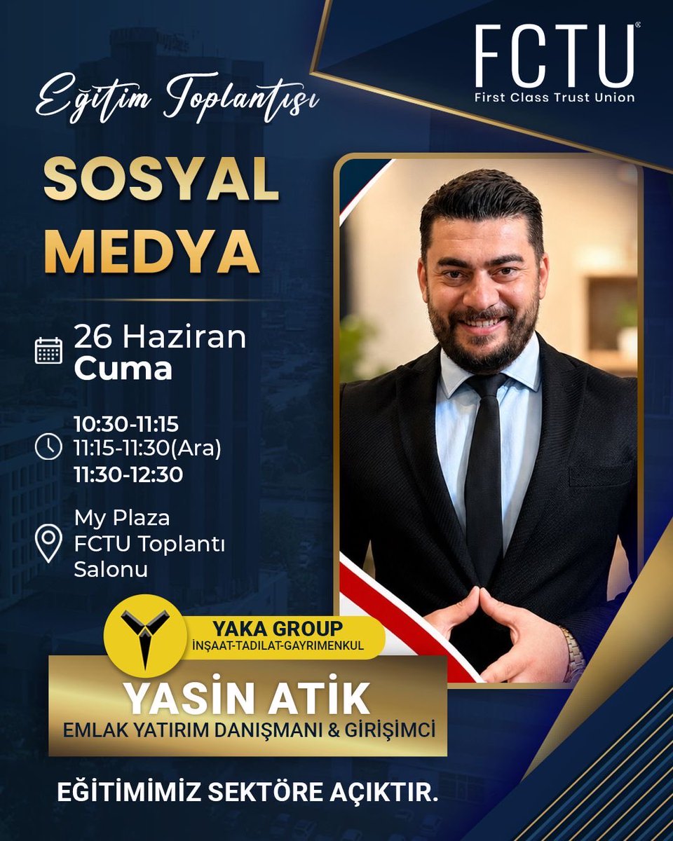 YasinAtikk's tweet photo. Sosyal medyada görünür olmak artık bir tercih değil, güçlü bir marka inşa etmenin temel adımlarından biri.

Bu kapsamda 27 Haziran Cuma günü, Emlak Yatırım Danışmanı & Girişimci Yasin Atik ve Kurumsal İletişim Sorumlusu Merve Açıkgöz eşliğinde gerçekleştireceğimiz sosyal medya eğitiminde bir araya geliyoruz.

Dijital dünyada fark yaratacak stratejileri birlikte keşfediyoruz. 🚀
