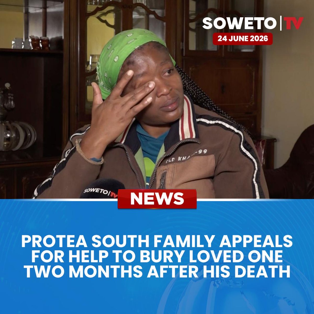 SowetoTVchannel's tweet photo. The family of 44-year-old Mpho Matlala from Protea South is appealing for public assistance to help cover funeral costs and give him a dignified burial more than two months after his passing.
Published: 24 June 2026
#MphoMatlala #ProteaSouth #FuneralSupport #CommunitySupport https://t.co/NmsDSIGOR3